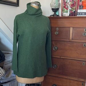 Eileen Fisher Green Turtleneck Sweater Wool Cashmere Angora Sz Med Soft